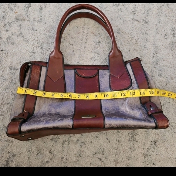 Fossil Long Live Vintage Gray And Brown Crackled Leather Reissue Bag - Picture 10 of 15